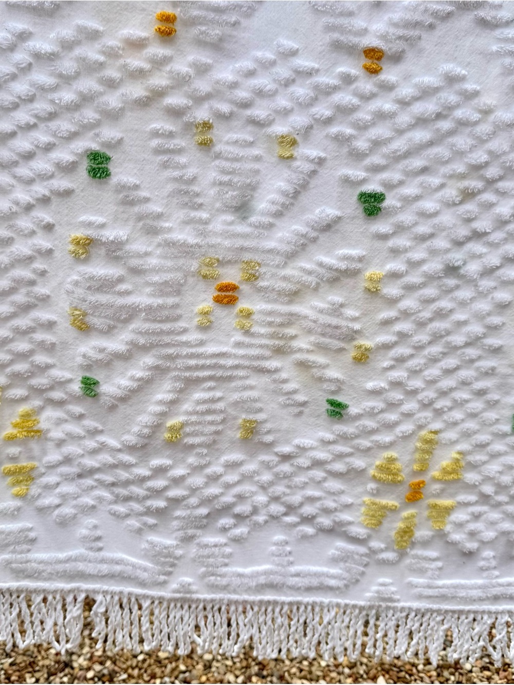 Vintage Super Clean Chenille Bedspread Queen W Fringe Mint Condition 102" X 93"